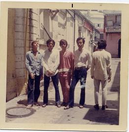 The Fab Four are to the right. (The guy at the left was a fan.)